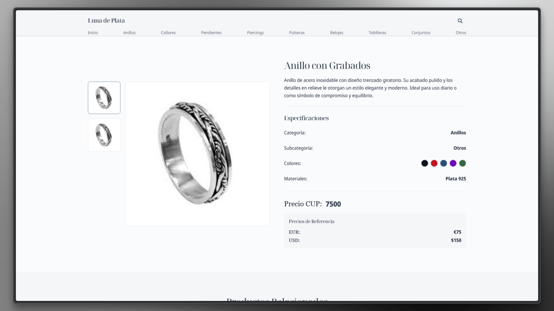 Página de detalles de producto